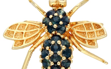 No Reserve - 14K Yellow gold brooch of an insect set with approx. 0.08 ct....