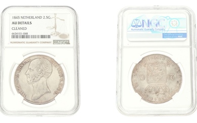 No reserve - 2½ Gulden. Willem II. 1845. AU details