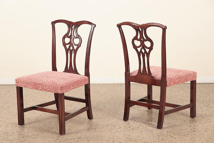 PAIR CHIPPENDALE STYLE MAHOGANY SIDE CHAIRS C.1930