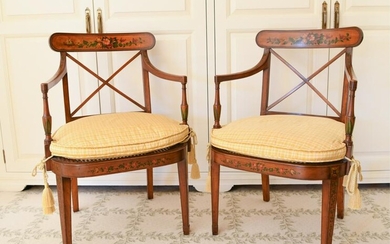 PAIR OF 20TH C. ARM CHAIRS IN ADAMS STYLE