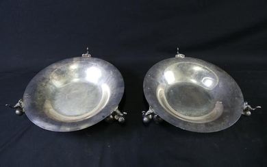 PAIR OF CHRISTOFLE ELEPHANT MOTIF FOOTED BOWLS