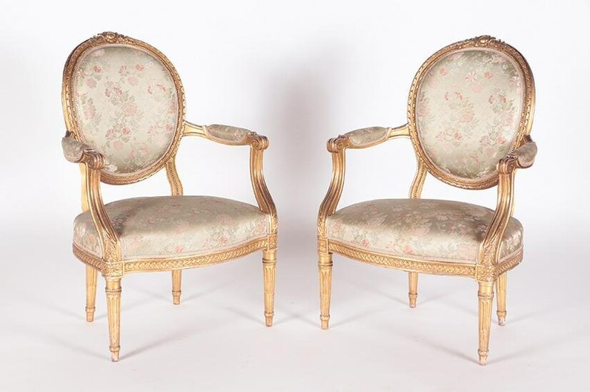 PAIR OF FRENCH LOUIS XV STYLE ARM CHAIRS C.1900