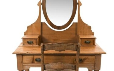 PINE VANITY AND CHAIR