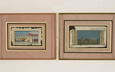 PR OF SIMILAR FRAMED HINDO COLORED DRAWINGS