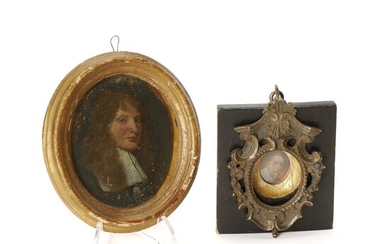 SOLD. Painters unknown, 17th - 18th century: A pair of miniature portraits. Unsigned. Oil on board and oil on copper. Various measurements. (2). – Bruun Rasmussen Auctioneers of Fine Art