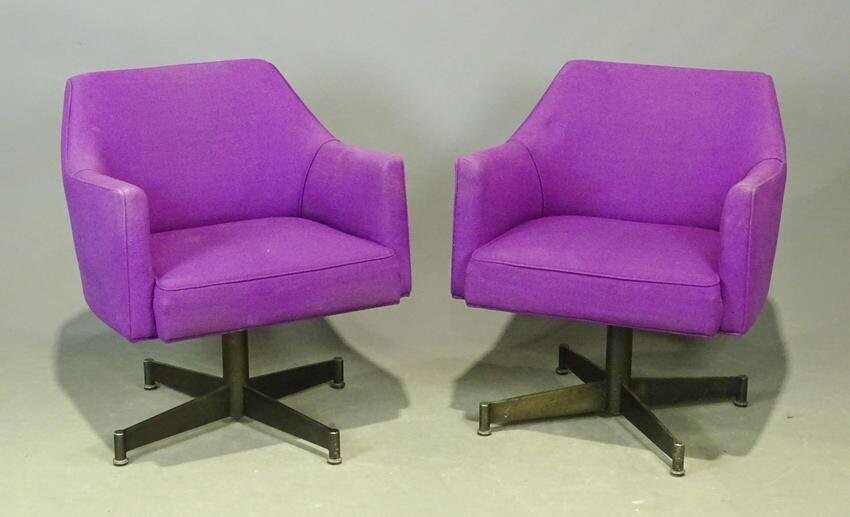 Pair Mid Century Swivel Chairs