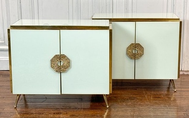 Pair Modern Murano Glass And Brass Cabinets