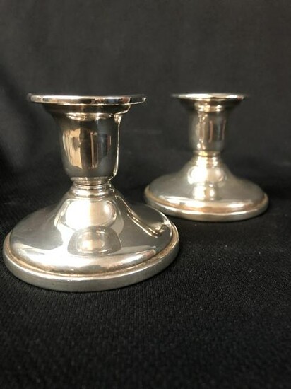 Pair Of Birks Sterling Silver Low Candlesticks