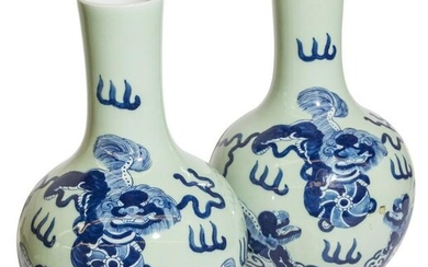 Pair of Chinese Canton Bottle Vases