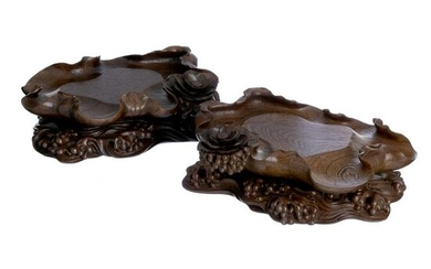 Pair of Chinese wooden bases, Minguo