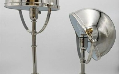 Pair of Contemporary Chrome Table Lamps, with dome