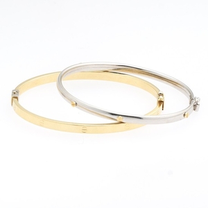 Pair of Italian Two-Tone Gold Cartier Style Bangle Bracelets
