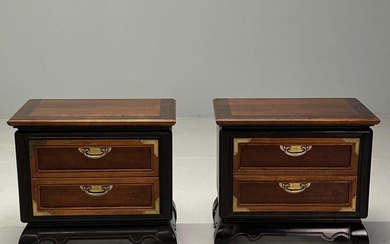 Pair of Mid-Century Modern Campaign NightstandsClean Walnut and ebony pair of Nightstands or end