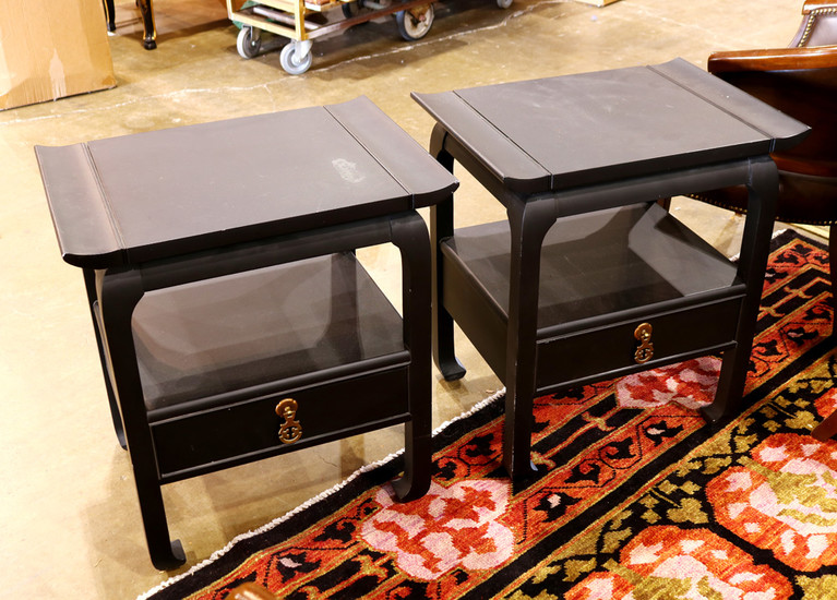 Pair of Mid Century ebonized occasional tables by Kent Coffey