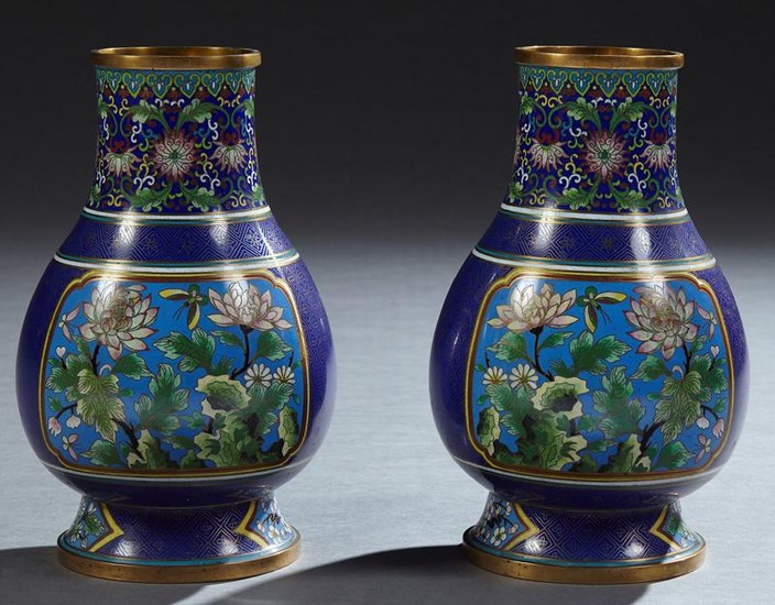 Pair of Oriental CloisonnÃ© Baluster Vases, 20th c.