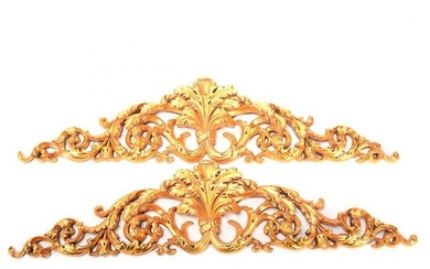Pair of Rococo Style Carved Giltwood Acanthus Wall