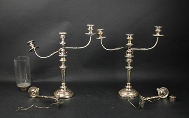 Pair of Sheffield Silver Gadrooned Candelabra