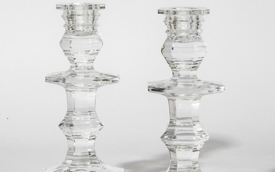 Pair of Signed Baccarat glass candlesticks