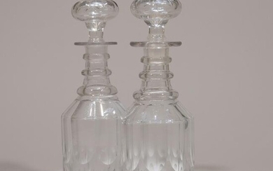 Pair of Victorian Crystal Glass Decanters