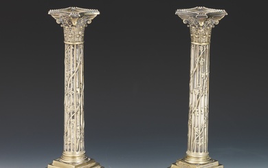 Pair of Victorian Silver Plated Candleholders