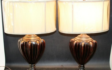 Pair of cast painted decorative lamps