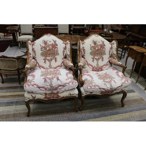 Pair of elaborate design French Louis XV style generous size...