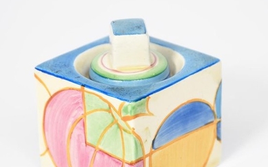 Pastel Melon' a Clarice Cliff Bizarre Cube inkwell...