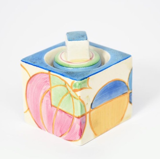 Pastel Melon' a Clarice Cliff Bizarre Cube inkwell...