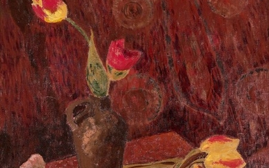Paul SERUSIER 1864 - 1927 Bouquet de tulipes ou synchromie en rouge
