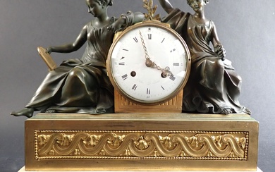Pendule Louis XVI d'époque début XIXème s. d'après un dessin d'Antoine FOULLET (1710-1775) en bronze...