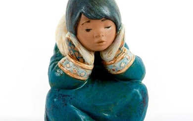 Pensive Eskimo Girl 1012158 - Lladro Porcelain Figurine