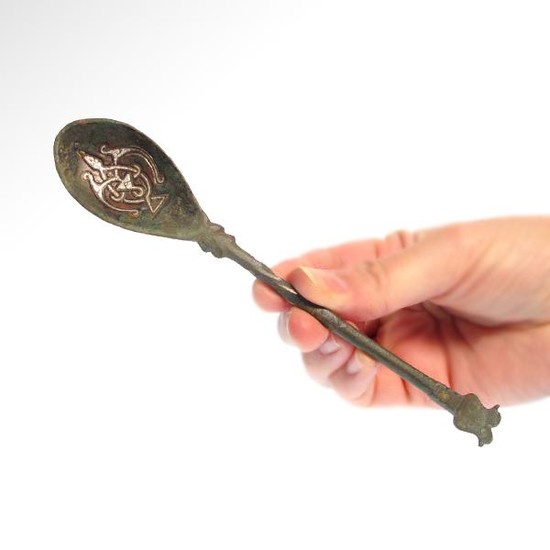 Persian Bronze and Silver Spoon, Khorassan, 11th