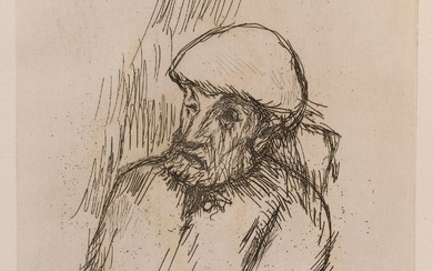 Pierre Bonnard (1867-1947) Portrait de Renoir. Vers 1916. Eau-forte. 198 x 256. Bouvet 84 ;...