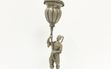 Portastuzzicadenti a scultura in argento raff. 'MORO CON LAMPIONE',...