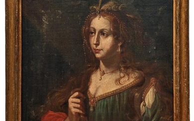 Portrait einer jungen Dame als Allegorie der Avaritia oder Vanitas, Italien, 17. Jahrhundert
