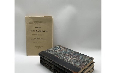 RICARD (Prosper) "Corpus des tapis marocains". Paris, Paul Geuthner, 1923-1934. 4 volumes in-4, tomes 1-2-3 en demi-chagrin n...