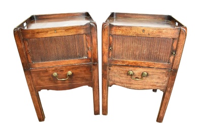 Rare pair of George III mahogany bedside cupboards