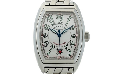 Reference 8005 Conquistador A stainless steel tonneau shaped automatic wristwatch with date and bracelet, Circa 2001, Franck Muller