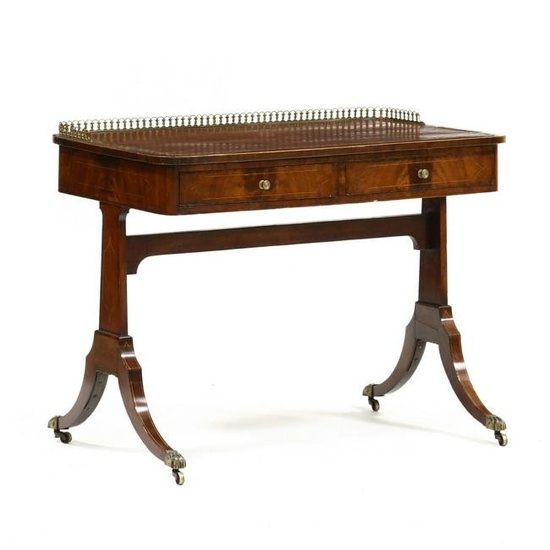 Regency Inlaid Mahogany Diminutive Leather Top Sofa Table
