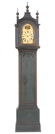 Relógio de caixa alta em madeira pintada