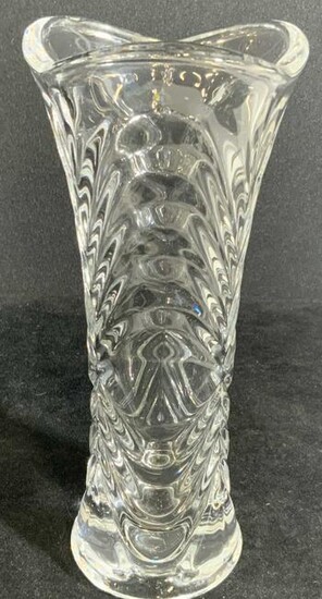 Ribbed Clear Crystal Tabletop Stem Vase