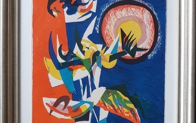 Richard Mortensen: Composition. Signed Richard Mortensen. Lithograph in colours. Made for Klingen 1942. Frame size 33 × 24.5 cm.