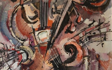Roger LERSY (1920-2004) Violoncelle Huile sur toile signée en bas à gauche 81 x 65 cm.