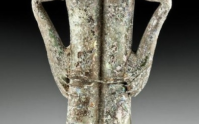 Roman Glass Double Unguentarium w/ Bronze Dauber