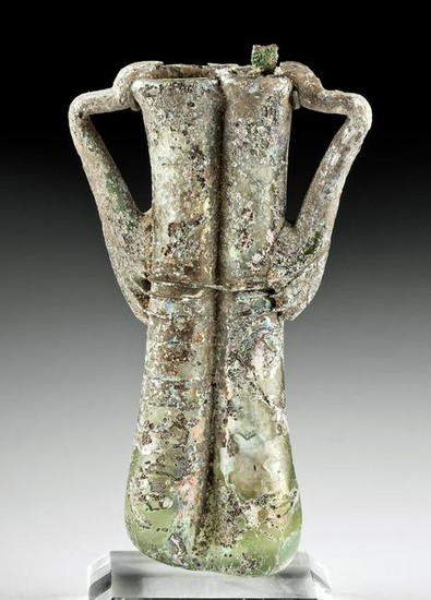 Roman Glass Double Unguentarium w/ Bronze Dauber