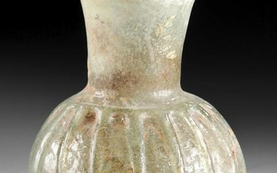 Roman Glass Flask, Ribbed Detailing
