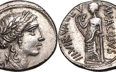 Roman Republic & Imperatorial Man. Acilius Glabrio 49 BC AR Denarius Extremely Fine; underlying lustre and golden highlights