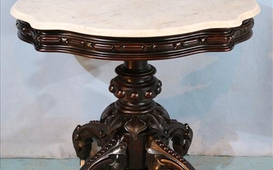 Rosewood turtle top parlor table attrib. to T. Brooks