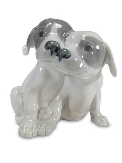Royal Copenhagen pointer puppies porcelain statue