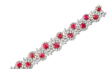 Ruby and Diamond Bracelet | 天然「緬甸」未經加熱紅寶石 配 鑽石 手鏈 (紅寶石共重約28.61克拉）